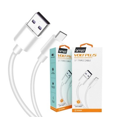 Ampd - Volt Plus Premium Usb A To Typc C Data Cable 5ft - White