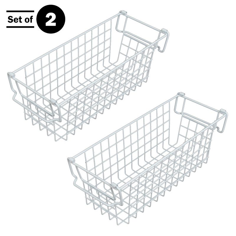 Home-Complete Set of 2 Wire Storage Bins - Shelf Organizers with Handles for Toy, Kitchen, Closet, and Bathroom, 3 of 12