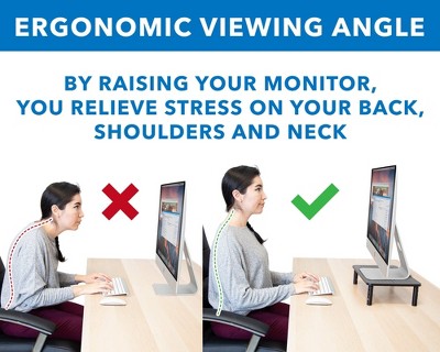 Black Adjustable Metal Mesh Monitor Riser with Silicone Pads