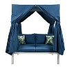 Janey Metal Frame Woven Rope Patio Daybed with Curtains, 2-Seater Outdoor Daybed, Outdoor Furniture, Tanning Near Me - Maison Boucle - 3 of 4