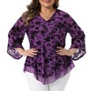 Agnes Orinda Women's Plus Size V Neck 3/4 Flared Sleeve Double Layers Mesh Blouses - 2 of 4