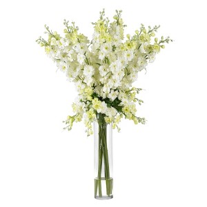 Nearly Natural Delphinium Artificial Flower Arrangement, White - 1 of 2
