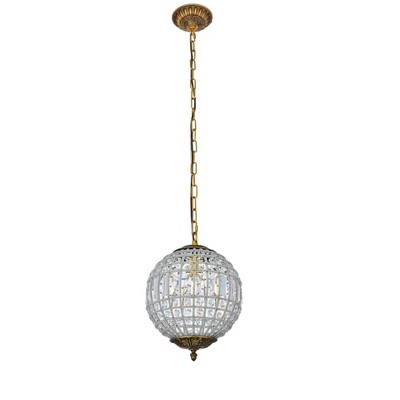 French Gold Crystal Globe Pendant Light with Royal Cut Crystals