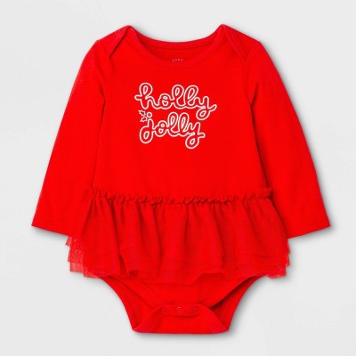Baby Girls' Tutu Bodysuit - Cat & Jack™ Red 0-3M