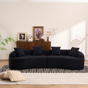 Modern Curved Modular Sectional Sofa with Chenille Upholstery, Compression Sleeper Couch with Cushions for Apartment or Living Room-Tanpinhause - 1 of 4