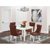 5-Piece Linen White Finish Solid Wood Top - Square Upholstered Dining Room Set - Seats 4 - 2 of 4