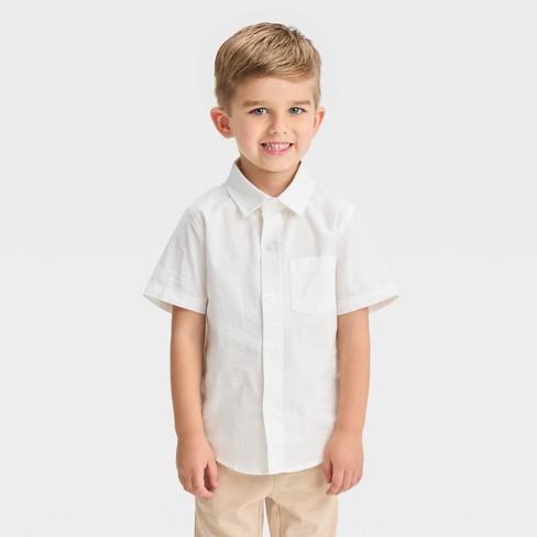Toddler Boys' Short Sleeve Poplin Shirt - Cat & Jack™ White 12m : Target