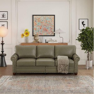 CAVINAS Classic Loveseat Sofa, Faux Leather Upholstered Sofa Couch with Solid Wood Legs - 1 of 4