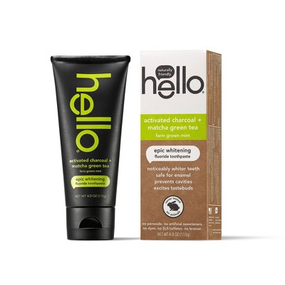 hello Activated Charcoal + Matcha Green Tea Epic Whitening Fluoride Toothpaste - 4oz