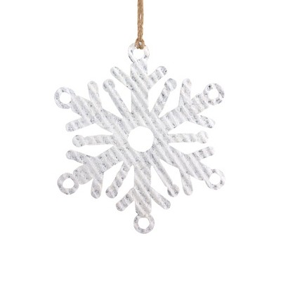 Melrose 10" White Distressed Iron Snowflake Christmas Ornament