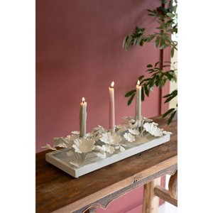 Painted Metal Floral Candle Holder – 5" Tall 3-Taper Candelabra by Kalalou - 1 of 3