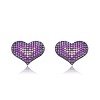 Guili Heartfelt Spark Sterling Silver Two-Tone with Multi-Colored Cubic Zirconia Heart Stud Earrings for a Fun and Romantic Stylish Look - 3 of 3