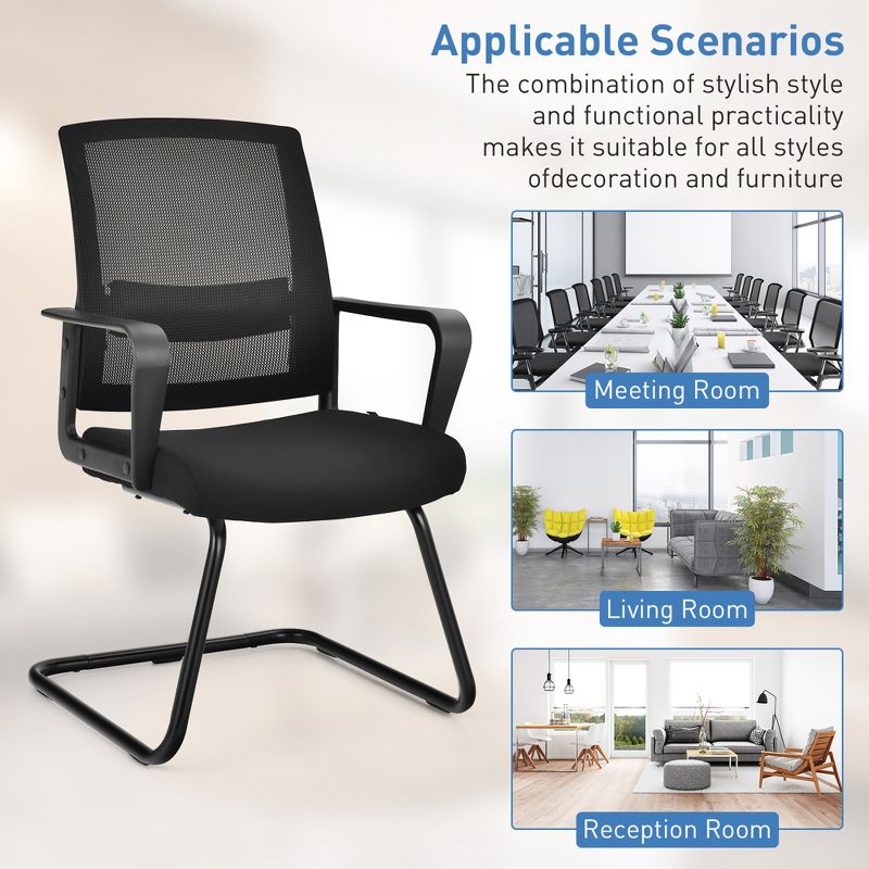 Tangkula Set of 6 Conference Chairs Mesh Reception Office Guest Chairs w/Lumbar Support, 5 of 11