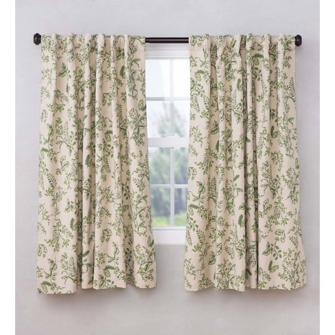 Botanical Toile Insulated Double Lined Curtain Panel 42 W X 45