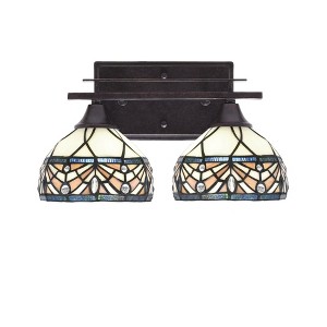 Toltec Lighting Uptowne 2 - Light Vanity in  Dark Granite with 7" Royal Merlot Art Glass Shade - 1 of 1