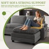 113'' Corduroy 3+1 L-Shaped Modular Sectional Sofa with Ottoman, Double-Layer Thick Cushion, Cup Holders and Storage Bags - 3 of 4