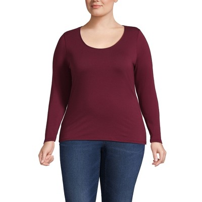 Lands' End Women's Long Sleeve Lightweight Jersey Scoop Neck T-Shirt