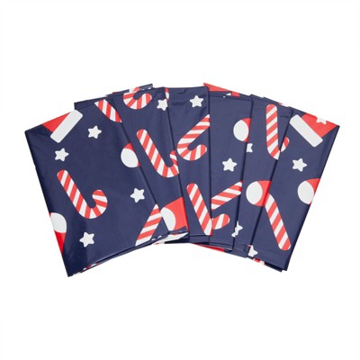 6 Pack Jumbo Blue Christmas Candy Cane Gift Bags with Red Strings