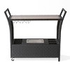 GDFStudio Lourdes Outdoor Wicker and Aluminum Serving Bar Cart - 4 of 4