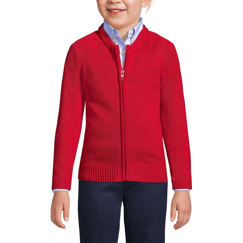 Lands' End School Uniform Kids Cotton Modal Zip-front Cardigan Sweater, 3 of 6