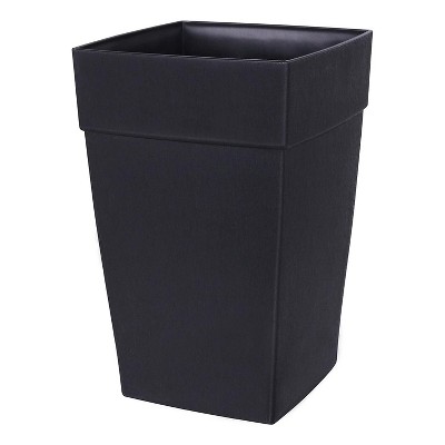 DCN Plastic DCN351236 Harmony Tall 12 x 12 x 18 Inch Flower Pot Planter with Self Watering Reservoir and Overflow Protection, Black