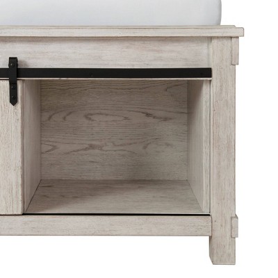 Rustic Cream Queen Storage Bed with Display Headboard