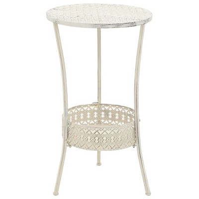 vidaXL Bistro Table Vintage Style Round Metal 15.7 inches x27.5 inches  White