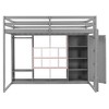 TIRAMISUBEST Twin/Full Size Loft Bed with Wardrobe, Storage Shelves and Cabinet, Wood Loft Bedframe with Ladder and Guardrail - 4 of 4