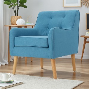 Fabric Mid-Century Armchair with Tufted Back and Extra Padded Cushion - 1 of 4