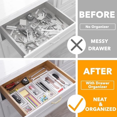 SpaceAid 7-Piece Bamboo Drawer Organizer Set – Multi-Use Divider Bins for Kitchen, Bathroom, Office, and Makeup Storage, White — фото 2