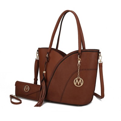 MKF Collection Imogene Two-tone Whip Stitches Vegan Leather Women’s Shoulder bag with Wallet by Mia K