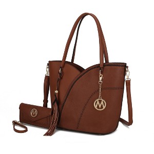 MKF Collection Imogene Two-tone Whip Stitches Vegan Leather Women’s Shoulder bag with Wallet by Mia K - 1 of 4