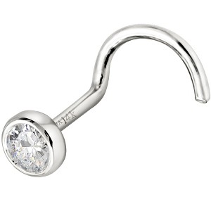 Jewelry Avalanche 22G 14K Gold Bezel-set Diamond Nose Screw Nose Stud - 1 of 4