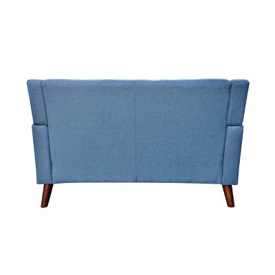 Alisa Blue Tufted Fabric Mid-Century Modern Loveseat