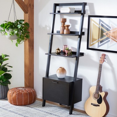Lavina Black 3-Tier Industrial Etagere with Drawer