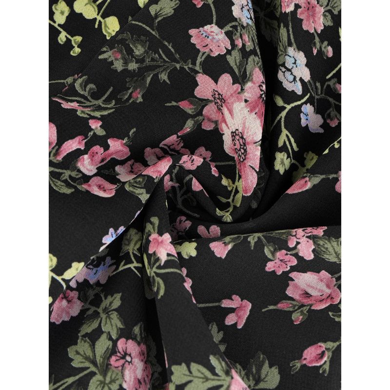 Allegra K Women's Floral Print Summer A-Line Knee Length Sleeveless Pleated Dress, 5 of 7