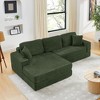 112.6" Modern Corduroy L-Shape Modular Floor Sectional Sofa with Left Arm Chaise Lounge, Convertible into a Queen Bed - 3 of 4