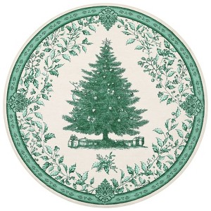 Coolmee  Christmas Tree Cute Outdoor Rug Area Rugs , Non Slip Carpet Rugs, Vintage Washable Rug for Living Room Entryway BackyardGreen - 1 of 4
