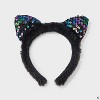 Girls' Halloween Cat Ears Headband - Cat & Jack™ Black - 2 of 3