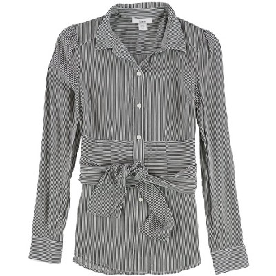 bar III Womens Faux Wrap Button Down Blouse