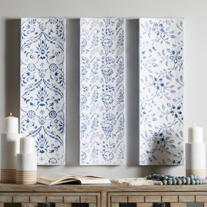 Set of 3 Metal Floral Wall Decors with Embossed Details White - The Novogratz: Indoor Botanical Art, Modern Style - 1 of 4