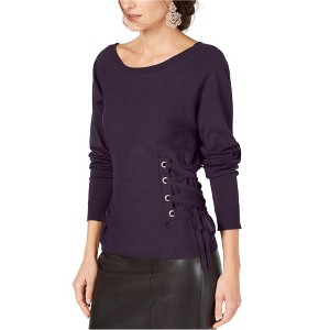I.N.C International Concepts Womens Lace Up Sides Pullover Sweater, Purple, X-Large - 1 of 1