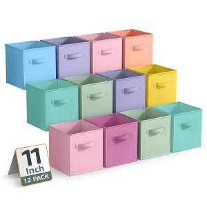 Sorbus 11 Inch 12 Pack Sturdy Collapsible Fabric Storage Cubes with Handle - for Organizing Clothes, Toys, Books, Shelves & more - 1 of 4