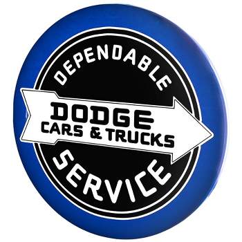 15" x 15" Licensed Dodge Cars and Trucks Dome Metal Sign Dark Blue/Black - American Art Decor