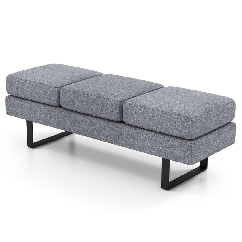 Costway Waiting Room Bench Seating with Metal Frame Leg Upholstered Reception Bench Grey, 1 of 10