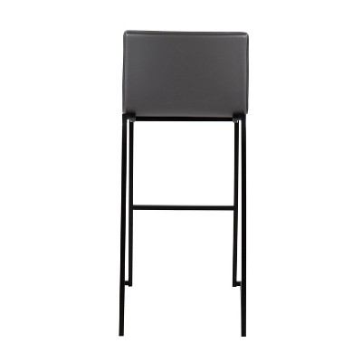 Mara Black Steel and Grey Faux Leather Barstools, Set of 2