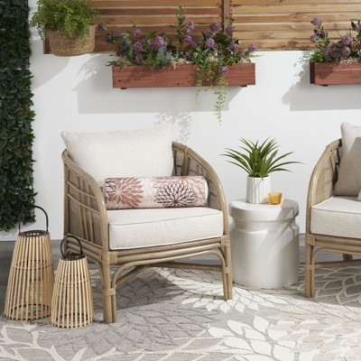 Natural Floral Polyester Bolster Pillow 6" x 20"