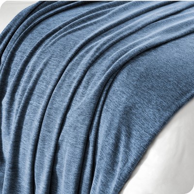 Heather Light Grey Reversible Polar Fleece Throw Blanket