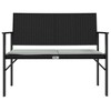 vidaXL 2-Seater Patio Bench with Cushion Black Poly Rattan - 3 of 4