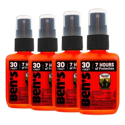 Ben's Tick & Insect Repellent - Travel Size Bug Spray with 30% DEET for Mosquitoes, Ticks & More - 1.25 oz, 4 Pack